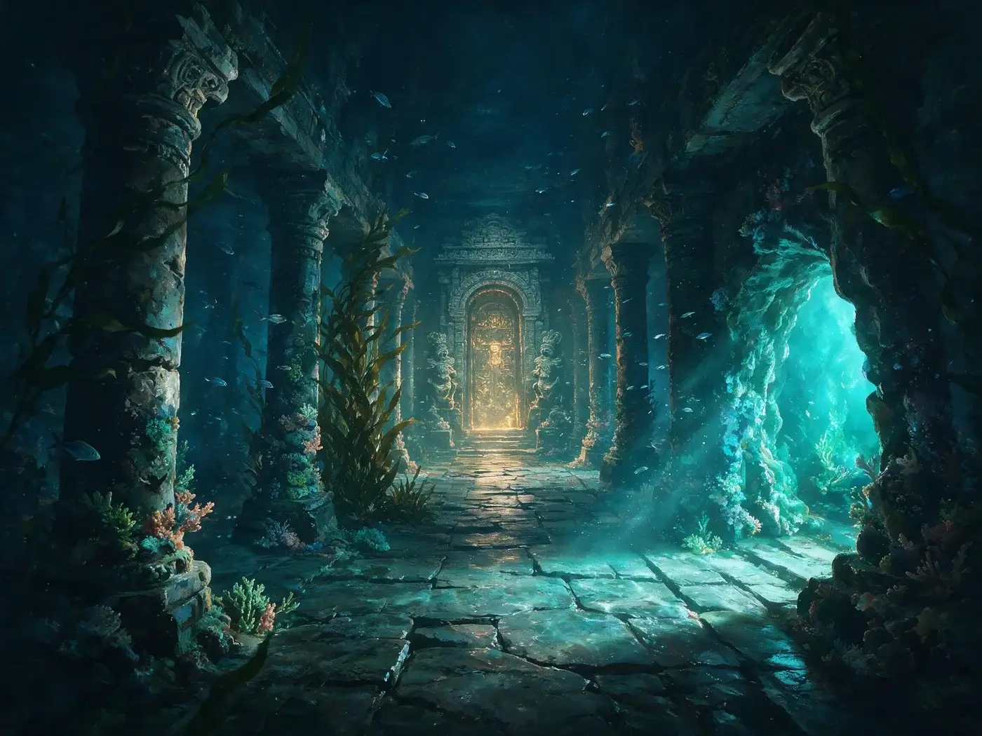 Sunken temple corridor