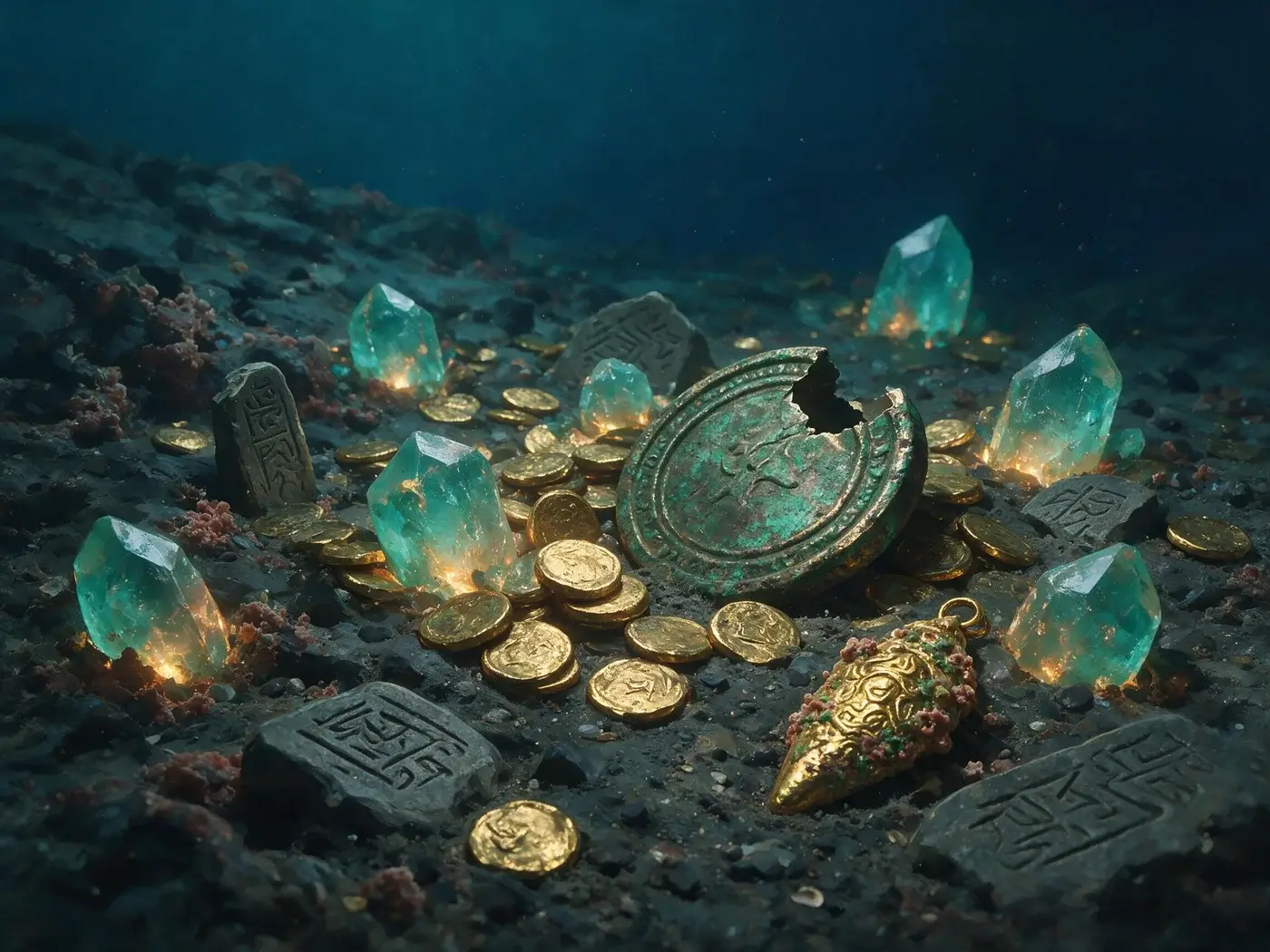 Underwater relics and sea crystals